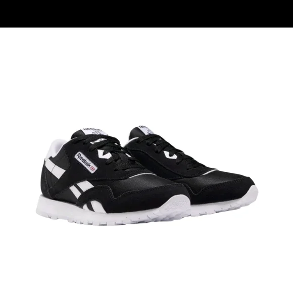 Reebok Kids Classic Nylon Sneakers - Black/Black White FV4441 - Picture 6 of 9